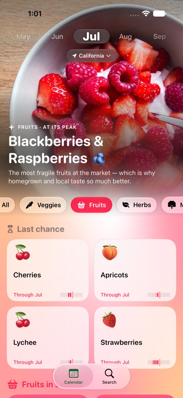 Fruits at their peak, with a Last chance section for ones leaving soon